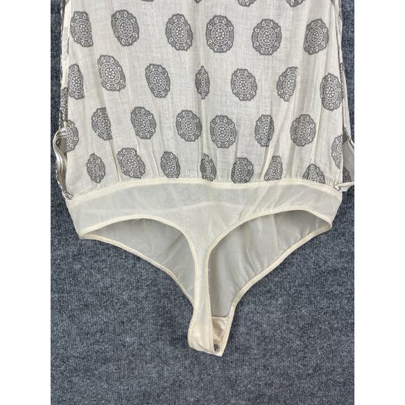 Free People Tan Brown Sleeveless Open Side Sheer Tie Accent Bodysuit Size M - Picture 6 of 11